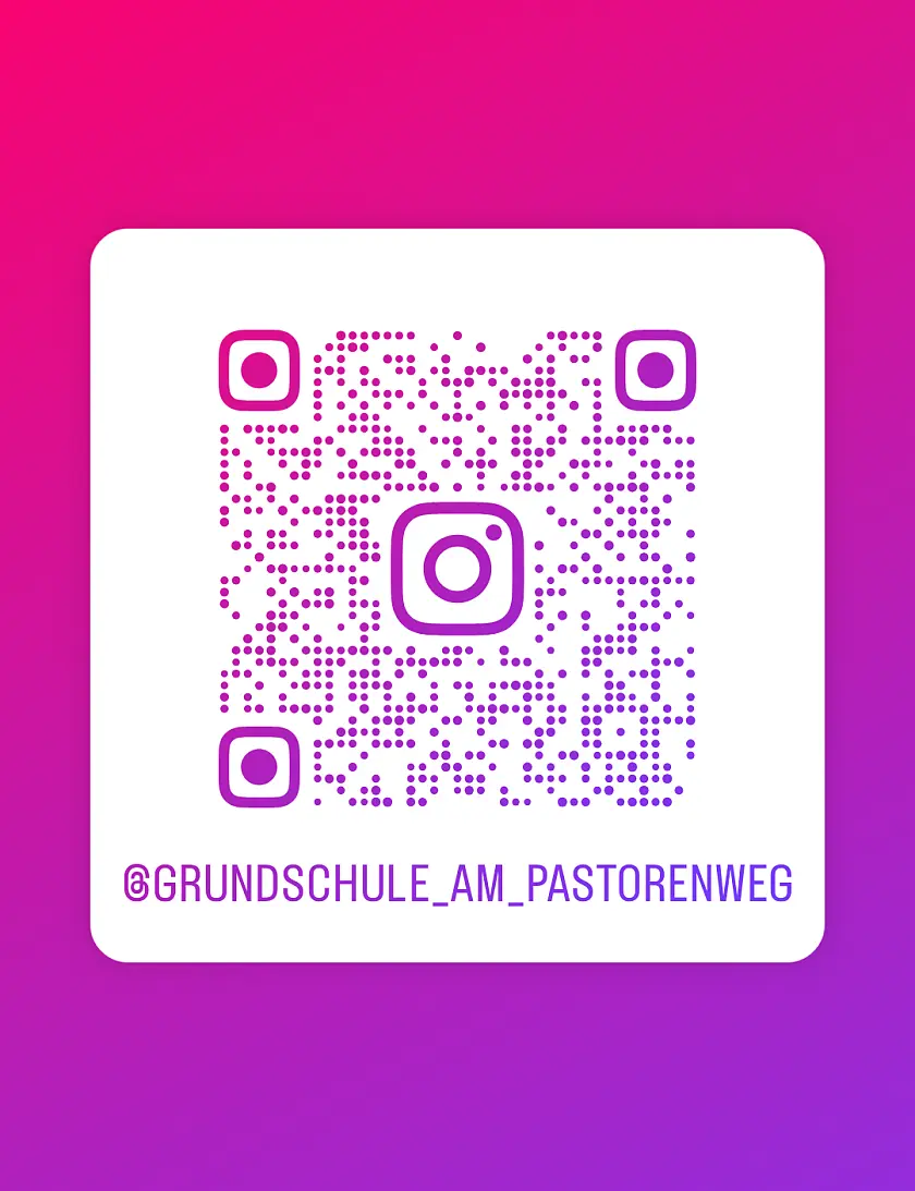 QR-Code zu Instagram vor rot, lila Hintergrund